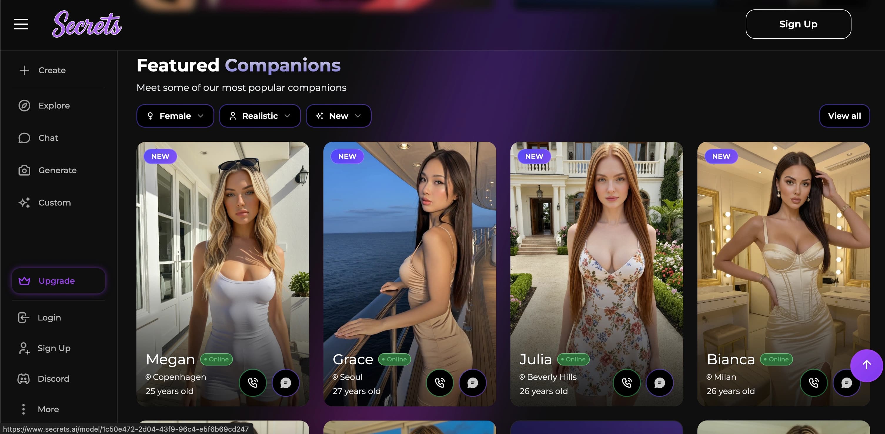 Secrets AI interface screenshot